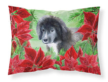 Load image into Gallery viewer, Newfoundland Puppy Poinsettas  Standard Pillowcase – Artistic Decorative Front, White Back CK1347PILLOWCASE