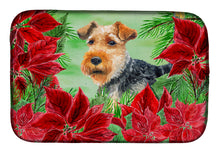 Load image into Gallery viewer, Welsh Terrier Poinsettas Dish Drying Mat – Absorbent, Artistic Kitchen Essentials CK1348DDM