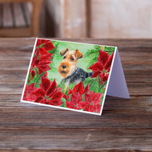 Load image into Gallery viewer, Welsh Terrier Poinsettas Greeting Cards -  Blank Note Cards – 8-Pack of Artist-Designed Cards with Envelopes