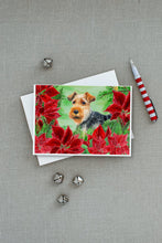 Load image into Gallery viewer, Welsh Terrier Poinsettas Greeting Cards -  Blank Note Cards – 8-Pack of Artist-Designed Cards with Envelopes