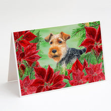 Load image into Gallery viewer, Welsh Terrier Poinsettas Greeting Cards -  Blank Note Cards – 8-Pack of Artist-Designed Cards with Envelopes