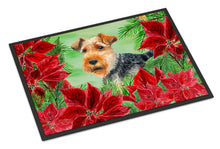 Load image into Gallery viewer, Welsh Terrier Poinsettas Doormat - 24x36 Decorative Floor Mat – Indoor/Outdoor Rug with Artistic Flair CK1348JMAT