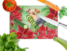 Load image into Gallery viewer, Welsh Terrier Poinsettas Glass Cutting Boards – Durable, Decorative Kitchen Art Large CK1348LCB