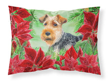 Load image into Gallery viewer, Welsh Terrier Poinsettas  Standard Pillowcase – Artistic Decorative Front, White Back CK1348PILLOWCASE