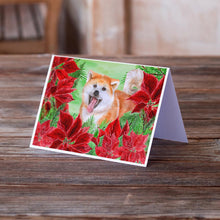 Load image into Gallery viewer, Akita Poinsettas Greeting Cards -  Blank Note Cards – 8-Pack of Artist-Designed Cards with Envelopes