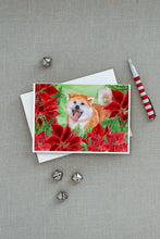 Load image into Gallery viewer, Akita Poinsettas Greeting Cards -  Blank Note Cards – 8-Pack of Artist-Designed Cards with Envelopes