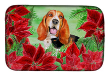 Load image into Gallery viewer, Basset Hound Poinsettas Dish Drying Mat – Absorbent, Artistic Kitchen Essentials CK1352DDM