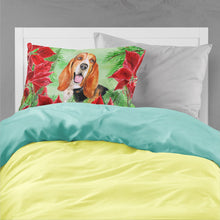 Load image into Gallery viewer, Basset Hound Poinsettas  Standard Pillowcase – Artistic Decorative Front, White Back CK1352PILLOWCASE