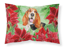 Load image into Gallery viewer, Basset Hound Poinsettas  Standard Pillowcase – Artistic Decorative Front, White Back CK1352PILLOWCASE