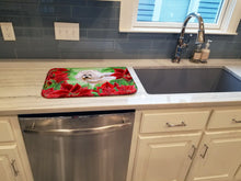 Load image into Gallery viewer, Bichon Frise #2 Poinsettas Dish Drying Mat – Absorbent, Artistic Kitchen Essentials CK1353DDM