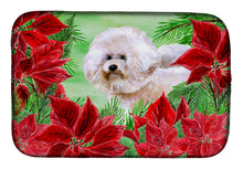 Load image into Gallery viewer, Bichon Frise #2 Poinsettas Dish Drying Mat – Absorbent, Artistic Kitchen Essentials CK1353DDM