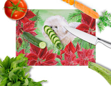 Load image into Gallery viewer, Bichon Frise #2 Poinsettas Glass Cutting Boards – Durable, Decorative Kitchen Art Large CK1353LCB