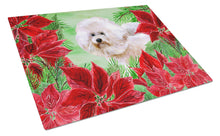 Load image into Gallery viewer, Bichon Frise #2 Poinsettas Glass Cutting Boards – Durable, Decorative Kitchen Art Large CK1353LCB