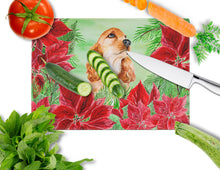 Load image into Gallery viewer, Cocker Spaniel Poinsettas Glass Cutting Boards – Durable, Decorative Kitchen Art Large CK1354LCB