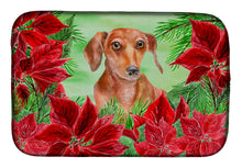 Load image into Gallery viewer, Red Dachshund Poinsettas Dish Drying Mat – Absorbent, Artistic Kitchen Essentials CK1355DDM