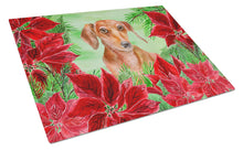 Load image into Gallery viewer, Red Dachshund Poinsettas Glass Cutting Boards – Durable, Decorative Kitchen Art Large CK1355LCB