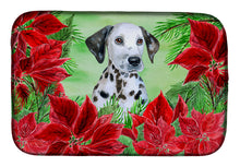 Load image into Gallery viewer, Dalmatian Puppy Poinsettas Dish Drying Mat – Absorbent, Artistic Kitchen Essentials CK1356DDM