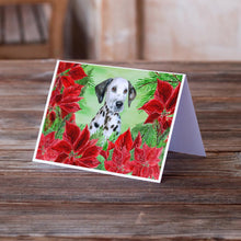 Load image into Gallery viewer, Dalmatian Puppy Poinsettas Greeting Cards -  Blank Note Cards – 8-Pack of Artist-Designed Cards with Envelopes