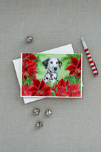 Load image into Gallery viewer, Dalmatian Puppy Poinsettas Greeting Cards -  Blank Note Cards – 8-Pack of Artist-Designed Cards with Envelopes