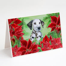 Load image into Gallery viewer, Dalmatian Puppy Poinsettas Greeting Cards -  Blank Note Cards – 8-Pack of Artist-Designed Cards with Envelopes