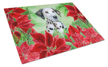 Load image into Gallery viewer, Dalmatian Puppy Poinsettas Glass Cutting Boards – Durable, Decorative Kitchen Art Large CK1356LCB