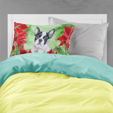 Load image into Gallery viewer, French Bulldog Black White Poinsettas  Standard Pillowcase – Artistic Decorative Front, White Back CK1358PILLOWCASE