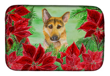 Load image into Gallery viewer, German Shepherd #2 Poinsettas Dish Drying Mat – Absorbent, Artistic Kitchen Essentials CK1359DDM