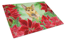 Load image into Gallery viewer, German Shepherd #2 Poinsettas Glass Cutting Boards – Durable, Decorative Kitchen Art Large CK1359LCB