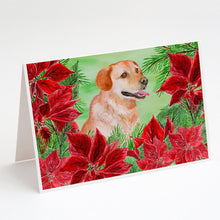 Load image into Gallery viewer, Labrador Retriever Poinsettas Greeting Cards -  Blank Note Cards – 8-Pack of Artist-Designed Cards with Envelopes