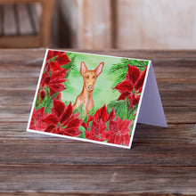 Load image into Gallery viewer, Pharaoh Hound Poinsettas Greeting Cards -  Blank Note Cards – 8-Pack of Artist-Designed Cards with Envelopes