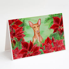 Load image into Gallery viewer, Pharaoh Hound Poinsettas Greeting Cards -  Blank Note Cards – 8-Pack of Artist-Designed Cards with Envelopes