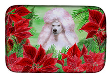Load image into Gallery viewer, White Standard Poodle Poinsettas Dish Drying Mat – Absorbent, Artistic Kitchen Essentials CK1364DDM