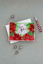 Load image into Gallery viewer, White Standard Poodle Poinsettas Greeting Cards -  Blank Note Cards – 8-Pack of Artist-Designed Cards with Envelopes