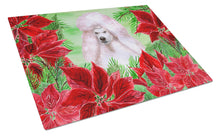 Load image into Gallery viewer, White Standard Poodle Poinsettas Glass Cutting Boards – Durable, Decorative Kitchen Art Large CK1364LCB