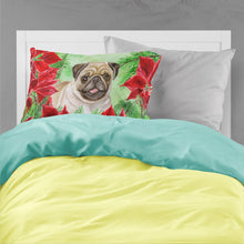 Load image into Gallery viewer, Fawn Pug Poinsettas  Standard Pillowcase – Artistic Decorative Front, White Back CK1365PILLOWCASE