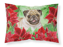 Load image into Gallery viewer, Fawn Pug Poinsettas  Standard Pillowcase – Artistic Decorative Front, White Back CK1365PILLOWCASE