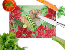 Load image into Gallery viewer, Shar Pei Puppy Poinsettas Glass Cutting Boards – Durable, Decorative Kitchen Art Large CK1366LCB