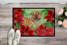 Load image into Gallery viewer, Shar Pei Puppy Poinsettas Doormat - 18x27 Decorative Floor Mat – Indoor/Outdoor Rug with Artistic Flair CK1366MAT