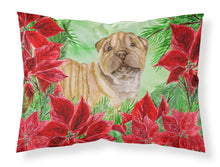 Load image into Gallery viewer, Shar Pei Puppy Poinsettas  Standard Pillowcase – Artistic Decorative Front, White Back CK1366PILLOWCASE