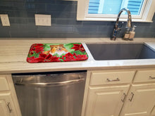 Load image into Gallery viewer, Sheltie Poinsettas Dish Drying Mat – Absorbent, Artistic Kitchen Essentials CK1367DDM