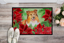 Load image into Gallery viewer, Sheltie Poinsettas Doormat - 24x36 Decorative Floor Mat – Indoor/Outdoor Rug with Artistic Flair CK1367JMAT