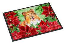 Load image into Gallery viewer, Sheltie Poinsettas Doormat - 24x36 Decorative Floor Mat – Indoor/Outdoor Rug with Artistic Flair CK1367JMAT