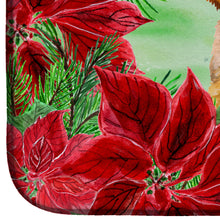 Load image into Gallery viewer, Tibetan Mastiff Poinsettas Dish Drying Mat – Absorbent, Artistic Kitchen Essentials CK1368DDM