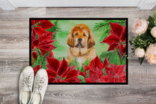 Load image into Gallery viewer, Tibetan Mastiff Poinsettas Doormat - 24x36 Decorative Floor Mat – Indoor/Outdoor Rug with Artistic Flair CK1368JMAT