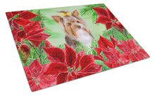 Load image into Gallery viewer, Yorkshire Terrier #2 Poinsettas Glass Cutting Boards – Durable, Decorative Kitchen Art Large CK1370LCB