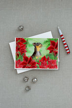 Load image into Gallery viewer, Miniature Pinscher #2 Poinsettas Greeting Cards -  Blank Note Cards – 8-Pack of Artist-Designed Cards with Envelopes