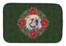 Load image into Gallery viewer, English Bulldog Poinsetta Wreath Dish Drying Mat – Absorbent, Artistic Kitchen Essentials CK1505DDM
