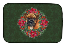 Load image into Gallery viewer, German Boxer Poinsetta Wreath Dish Drying Mat – Absorbent, Artistic Kitchen Essentials CK1506DDM