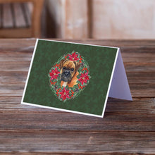 Load image into Gallery viewer, German Boxer Poinsetta Wreath Greeting Cards -  Blank Note Cards – 8-Pack of Artist-Designed Cards with Envelopes