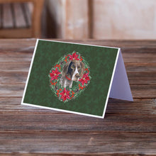Load image into Gallery viewer, German Shorthaired Pointer Poinsetta Wreath Greeting Cards -  Blank Note Cards – 8-Pack of Artist-Designed Cards with Envelopes